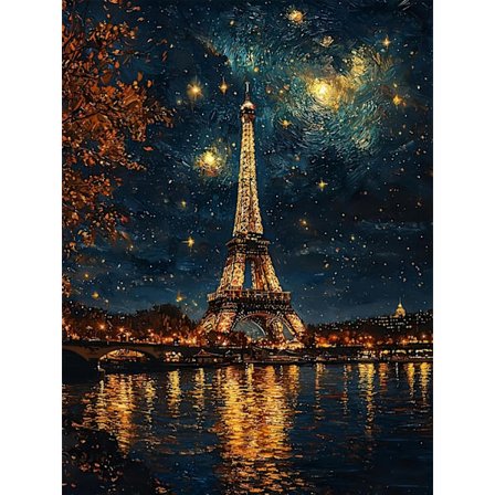 Diamond Painting Kits til voksne, Landskab Eiffeltårnet Diamond Art Kits til begyndere, DIY Fuld Drill Diamond Dot Gem Painting til boligindretning