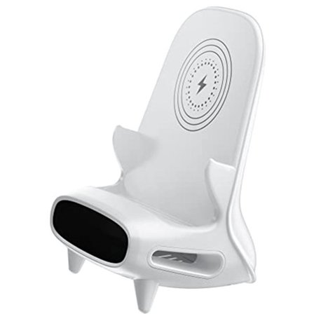 Trådløs lader med høyttaler for telefoner, 15W hurtiglading og stativ