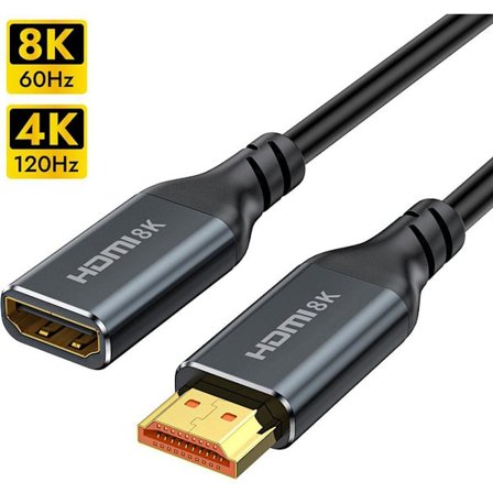 NÖRDIC HDMI 8K60Hz 4K 120Hz forlængerkabel han til hun 20cm HDMI2.1 48Gbps