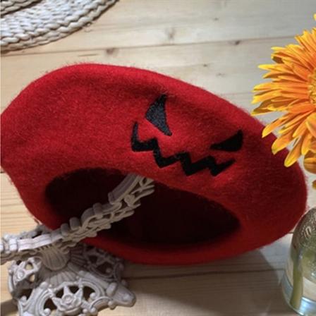 Halloween Pumpkin Beret Cap Ranskalaiset hatut PUNAINEN red