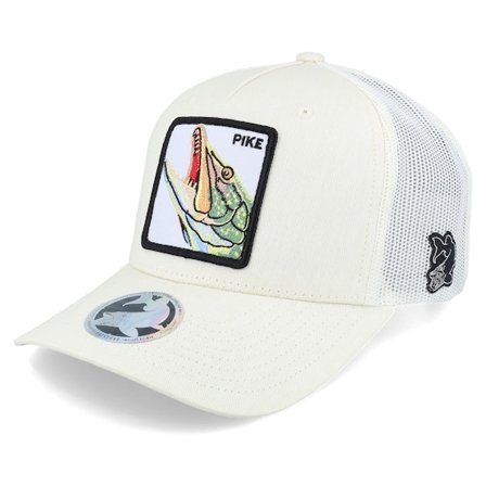 Skillfish - Vit trucker Keps - Pike Pro Fishing Ivory/Ivory/Light Forest A-frame Trucker @ Hatstore