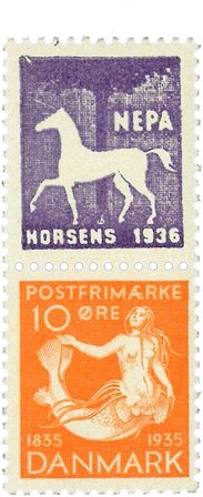 Danmark 1936 - AFA 225 med NEPA Horsens vedhæng - Postfrisk