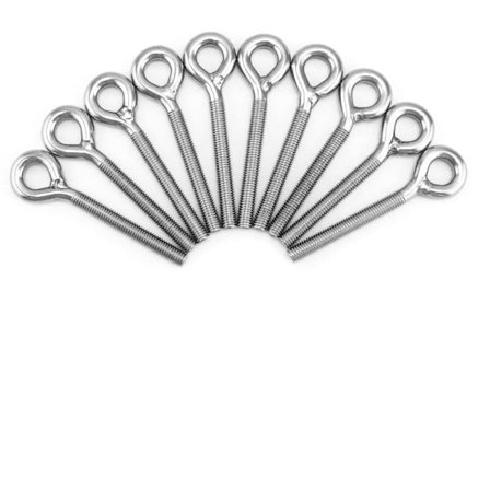 M4 Rustfrie Stål Øyebolter, 10 stk, 53mm Gjenget Skulderløftebolter