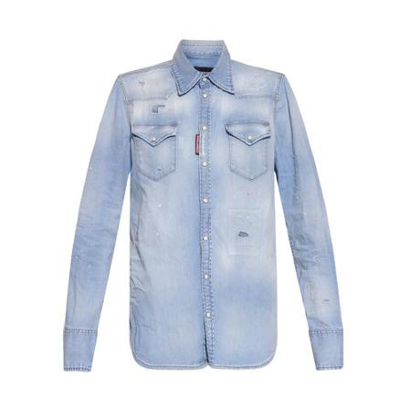 Dsquared2 Distressed denim shirt Blå, Dame Skjorter