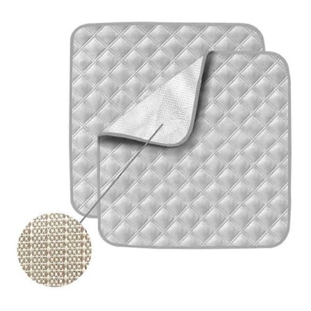 2-pak ultra vaskbar sædehynde (53 x 56 cm) til seniorer, voksne, børnebeskyttelse, 4-lags design stol absorberende hynder beskyttelse (grå)