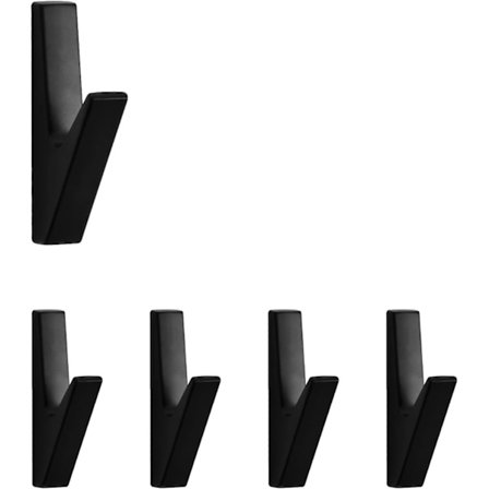 5 Matt Svart Väggklädhängare Rockkrok, Svart Zink Legering Rockkrok Lämplig för Hall Vardagsrum Sovrum Badrum