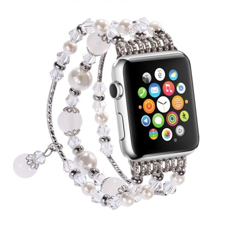 Vit 38mm/40mm/41mm, lämplig för Apple Beaded Watch Band iWatch