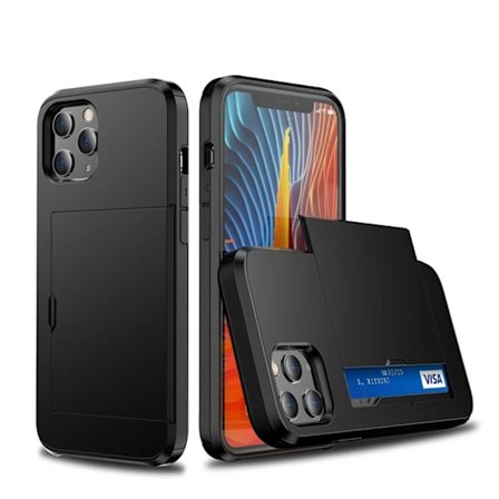 Kompatibelt iPhone 14 Pro cover med kortholder - Sort - 1 stk