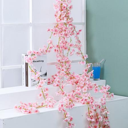 Konstgjord vinbärskörsblomma Sakura blomgirlang heminredning för sovrumskontor ljusrosa