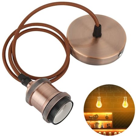 Teollinen miniriippuvalaisin, yksittäinen vintage-kanta E27, musta punottu kangasjohto, säädettävä riippuvalaisin, tyyli 2