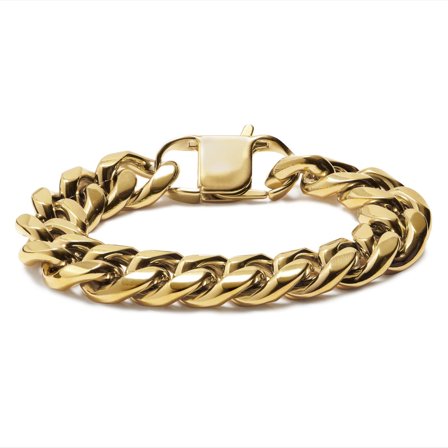 Pulseira Corrente em Aço Dourado 16 mm para homens - Pulseiras em aço
