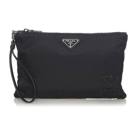 Prada Vintage Pre-owned Tessuto Pouch Sort, Dame Vintage Accessories, Størrelse: ONE Size