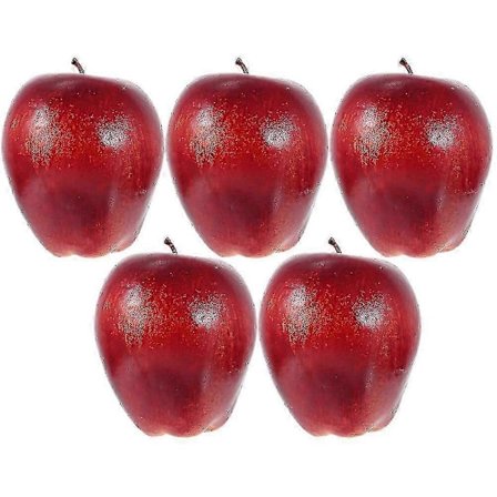 5 stk. Kunstige Røde Delicious Epler Dekorasjoner Livaktige Falske Røde Delicious Epler