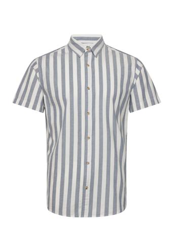 Jjjoshua Oxford Stripe Shirt Ss Blue Jack & J S