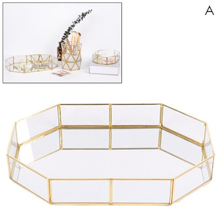 Retro-messinkinen säilytysalusta, lasinen meikkiteline, jälkiruokalauta, korujen esittelyalusta, kodin keittiön sisustus