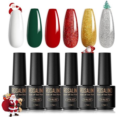 Nagellack julset, 6 färger glitterlack, 5 ml
