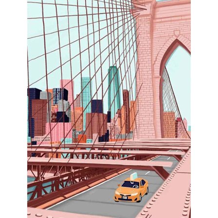 Diamond Painting Kits, DIY 5D Verdenslandskab Diamond Painting Kit, Rund Diamond Art Fuld Diamond Tegneseriestil 30 X 40 cm (Brooklyn Bridge)
