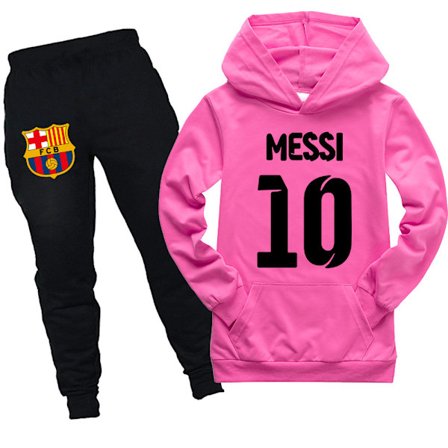 MESSI CR7 Ronaldo Gutters Treningsdress Fotball Hoodie Sweatshirt Topp + Bukser Antrekk