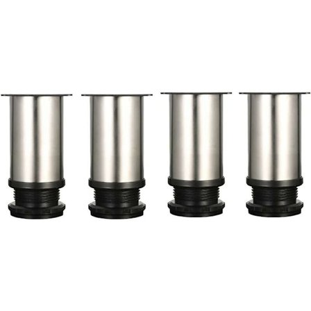 4 justerbare ben, 8 cm højde, fortykkede møbelben, bordben, møbelben, børstet rustfrit stål, 0-15 mm højdejusterbar