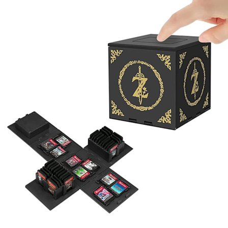 Kompatibel med Nintendo Switch, ekstra stor kapasitet Switch-spillveske, oppgradert 41 spor Switch-spillkort oppbevaringsboks, trykk for å folde ut 