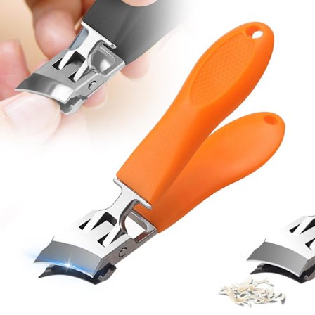 Vinkel-negleklipper med bred åbning og stænksikkerhed, langskaftet stænksikker negleklipper, negleklipper til indgroede negle, (orange)