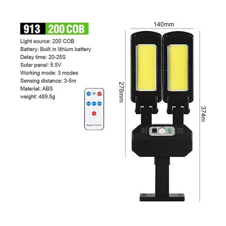 Solcelle Gatelampe Utendørs Dobbelthodet Vegglampe