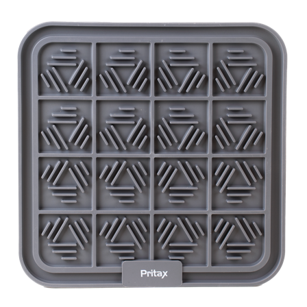 Pritax - Slikkematte Square, 20x20cm, Grå - Hund - Matplass & vannautomater for hund - For glupske hunder - ZOO.no