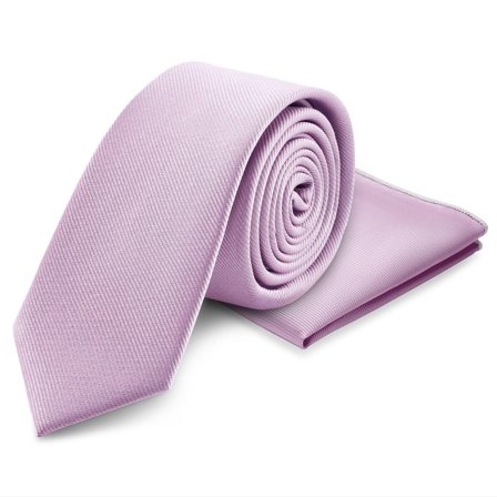 Corbata y pañuelo de bolsillo violeta claro para hombres - Sets de pañuelos de bolsillo
