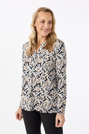 BRANDTEX - Langærmet T-shirt - Sort Mix - Mønstret