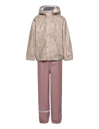 Pu Rain Set Aop W. Susp/104 Outerwear Rainwear Rainwear Sets Lyserød Mikk-Line