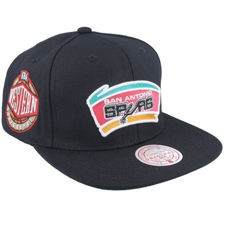 Mitchell & Ness - NBA Zwart snapback Cap - San Antonio Spurs Conference Patch Black Snapback @ Hatstore