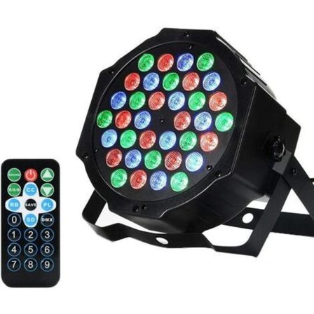 36 LED-spotlights, PAR-spotlights, diskolys, DJ-strobelys, scenbelysning, lampe, RBG-mikser, 36W, DMX-inngang/utgang