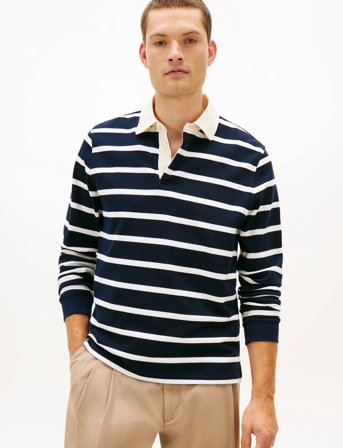 Tommy Hilfiger Essential Striped Rugby - Navy - XL