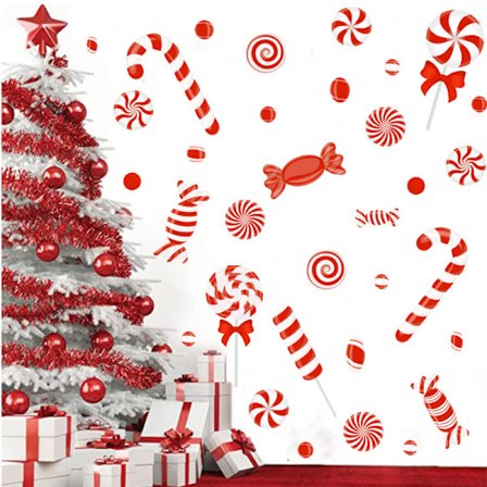 Julevindu Veggdekorasjoner Julenissen Reinsdyr Veggklistremerker Juletog