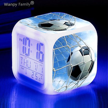 Fotbollsmatch Fotboll Väckarklocka Barnrum Dekorera docka 7 färg Glödande små nattlampor Skrivbordsklockor Presenter till barn