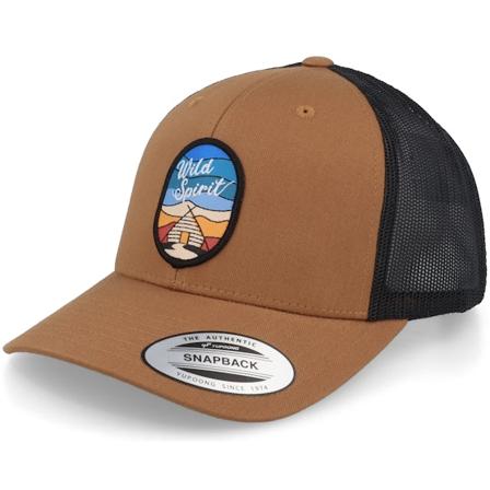 Wild Spirit - Lonely Hut Wilderness Caramel/Black Trucker Trucker Brown Cap - @ Hatstore