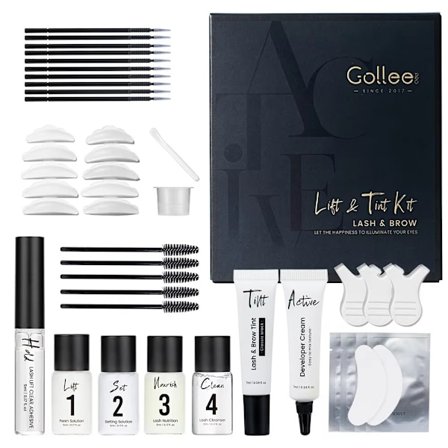 Gollee Lash and Brow Tinting Kit Classic Black Natural Eyelash Lifting Perm Treatment Makeup Set 4-6 Weeks For Lash Curler Perm