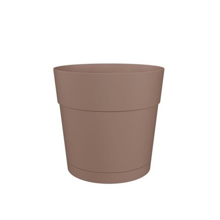 Blomma burk och rund capri -rund - plast - vattentank - 35 cm diameter - taupe - Artevasi
