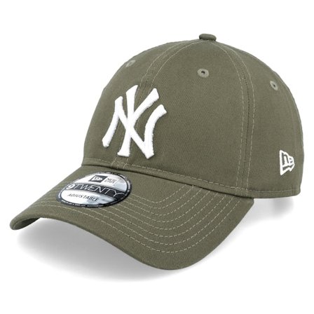 New Era - MLB Grön unconstructed Keps - New York Yankees League Essential 9TWENTY Olive/White Dad Cap @ Hatstore