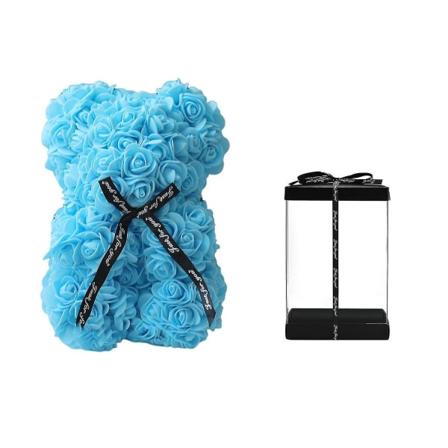 Uusi 2023 Rose Bear - Nalle Teddy - Tekokukka - Lahja Ystävänpäiväksi Hääjuhliin (FMY) Blue
