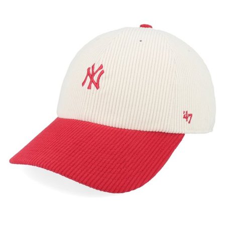 47 Brand - MLB Svart unconstructed Keps - New York Yankees MLB Base Runner Corduroy Tt 47 Clean Up Natural/Red Dad Cap @ Hatstore