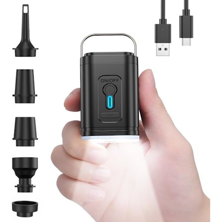 Mini luftpumpe, bærbar, elektrisk, Type-C genopladelig, hurtig opladning og tømning, egnet til swimmingpool, flydende seng, opbevaring