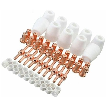 60 stk./sæt Keramisk + Rød Kobber Luft Plasma Skæreværktøj Udvidet TIP Dyserne Elektrode Forbrugsstoffer til PT31 LG40 CUT-50D