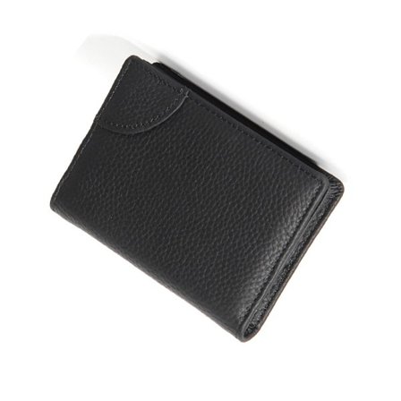 Kortholder lommebok i ekte skinn, slank minimalistisk frontlommebok Svart