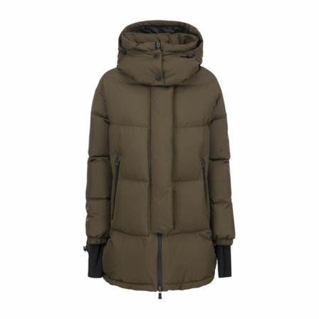 Herno, Medium down jacket with hood Groen, Dames, Maat:XS,stof