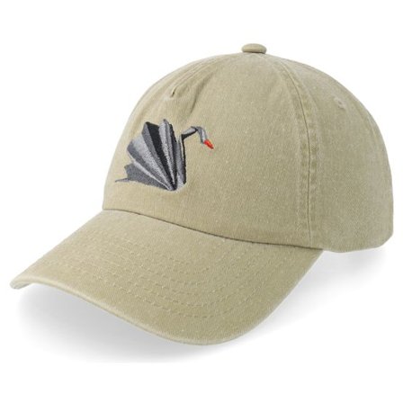 Origami - Beige unconstructed Keps - Origami Black Swan Vintage Washed Stone Dad Cap @ Hatstore