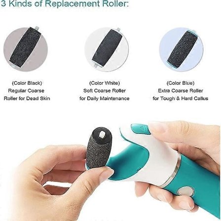 9 korvaavan rullan sarja Scholl Velvet Smooth Pedi -korvausrullapäihin, 3 karkeustyyppiä, hohkakivi jalkojen kanssa yhteensopiva