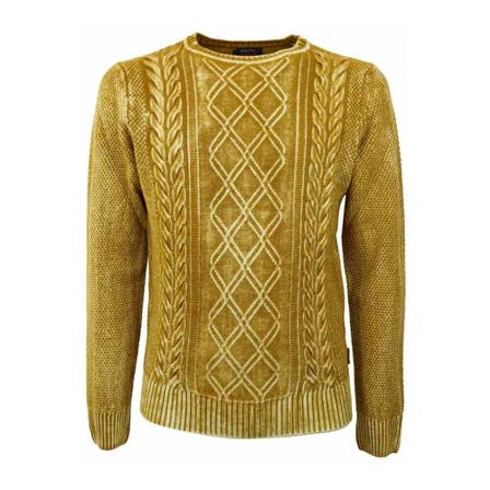 Bob Round-neck Strik Gul, Herre Strik