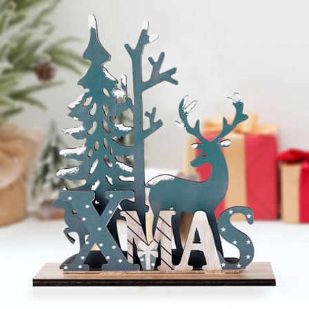 Jul Dekoration Trä Älg Rådjur Fönster Skrivbord