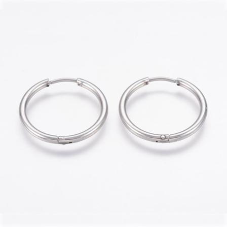 1Par 25 mm Hoops örhängen i Rhodiumpläterad 316L kirurgiskt stål Titan grå